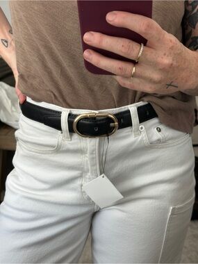 Zara leather belt with gold Buckle